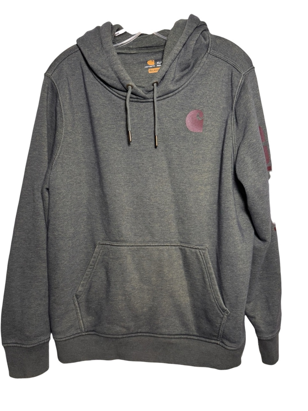 Carhartt Pullover Hoodie Relaxed Fit green/Gray XL (16-18) Logo Pockets